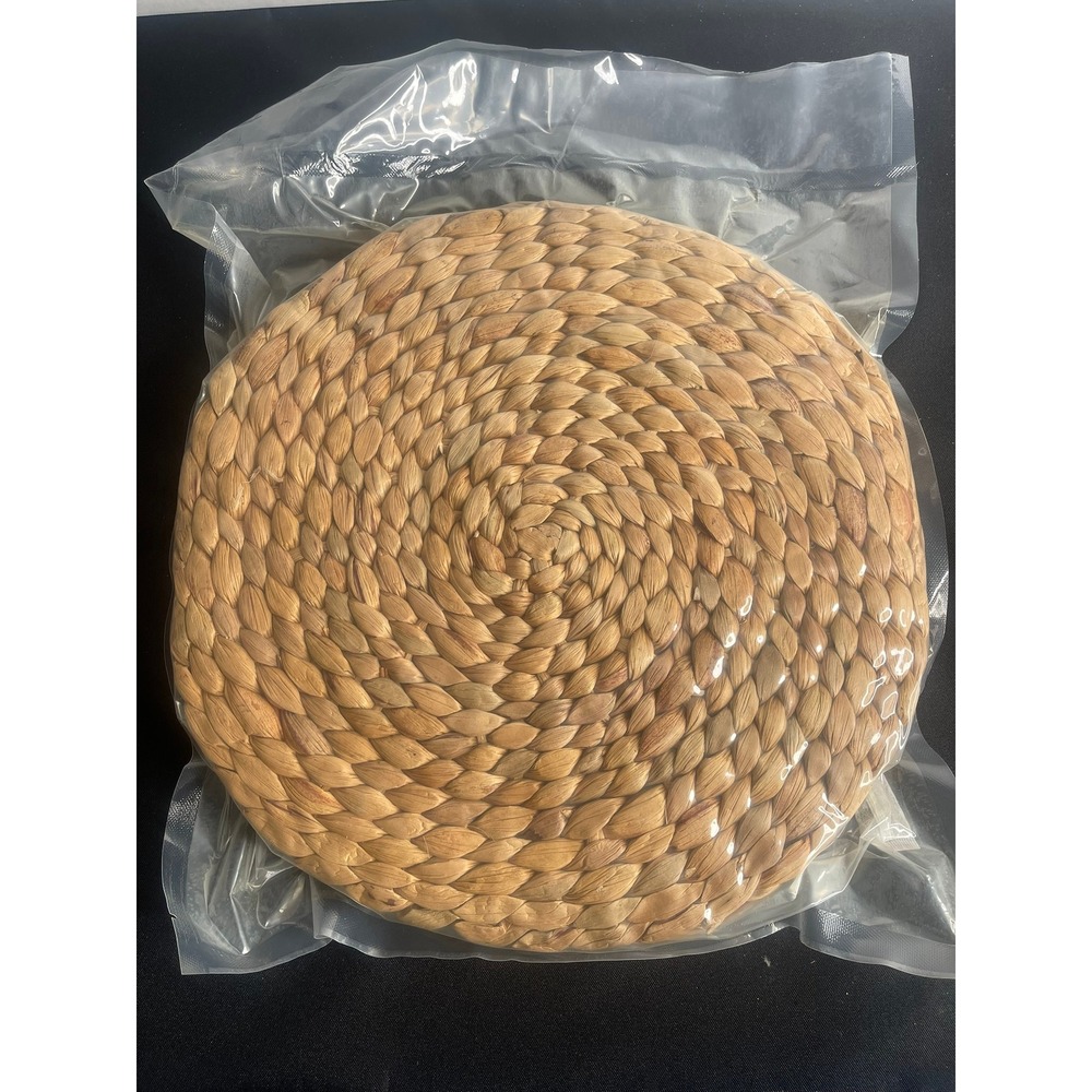 4pc Woven Water Hyacinth Placemats Round Natural Braided Seagrass‎ Mats 12in
